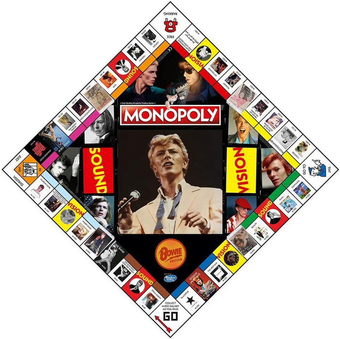 Winning Moves David Bowie Monopoly Board Game, Advance to Heroes, Diamond Dogs, Aladdin Sane and Hunky Dory, build stages and stadiums and bankrupt your fellow Kooks, gift for players aged 8 plus