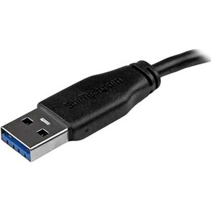 StarTech.com 0.5m 20in Slim USB 3.0 A to Micro B Cable M/M - Mobile Charge Sync USB 3.0 Micro B Cable for Smartphones and Tablets (USB3AUB50CMS),Black