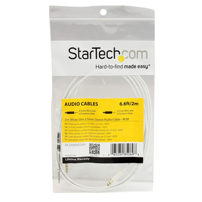 StarTech.com 2m White Slim 3.5mm Audio Cable MM