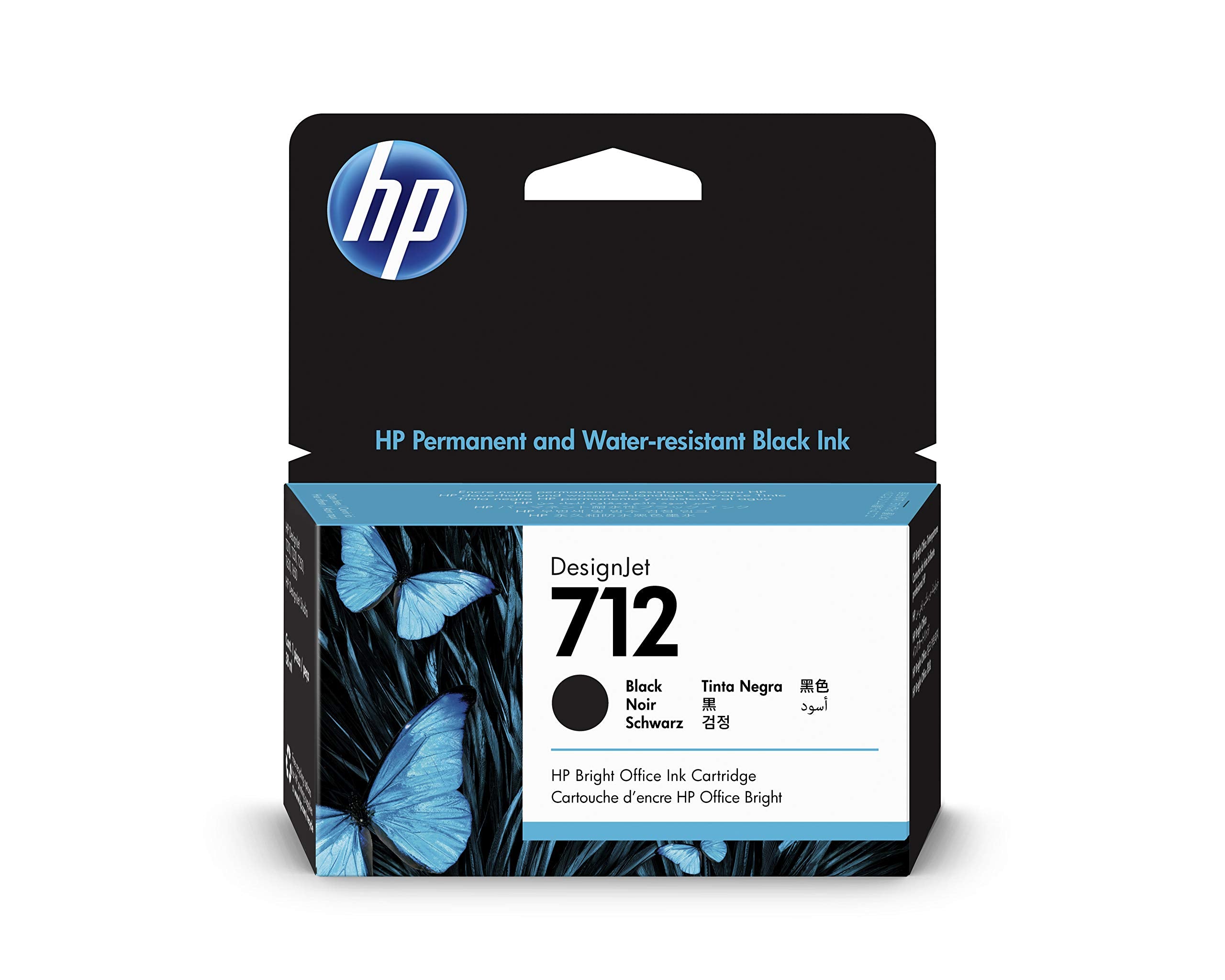 HP 712 3ED70A Black 38-ml Genuine HP Ink Cartridge with Original HP Ink, for DesignJet T650, T630, T250, T230 & Studio Large Format Plotter Printers and HP 713 DesignJet Printhead