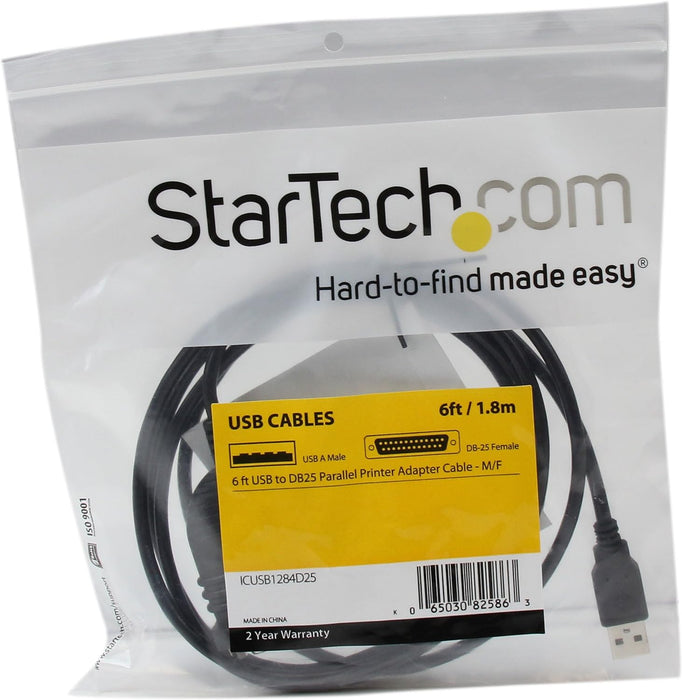 StarTech.com 6 ft / 1.8 m USB to DB25 Parallel Printer Adapter Cable - 1.8 Meter USB to IEEE-1284 Printer Cable - USB A to DB25 M/F (ICUSB1284D25