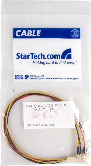 StarTech.com TX3 Fan Power Splitter Cable - Fan power splitter - 3 pin internal power (F) to 3 pin internal power (M) - 1 ft - TX3SPLIT12
