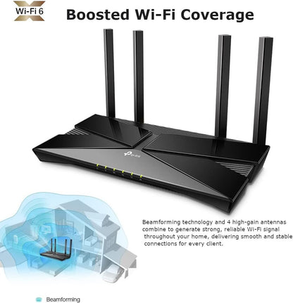 TP-Link Next-Gen Wi-Fi 6 AX1500 Mbps Gigabit Dual Band Wireless Cable Router, OneMesh Supported, Triple-Core CPU, Ideal for Gaming Xbox/PS4/Steam and 4K, Compatible with Alexa (Archer AX10) AX1500 Mbps WiFi6 Gigabit