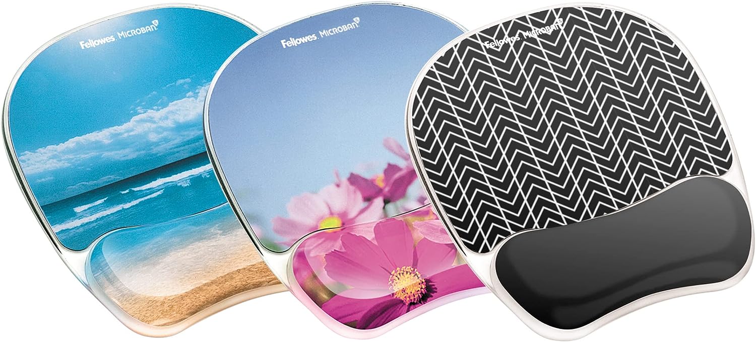 Fellowes Photo Gel Mouse Pad and Wrist Rest with Microban Protection, Sandy Beach (9179301), Blue, 9.25" x 7.88"