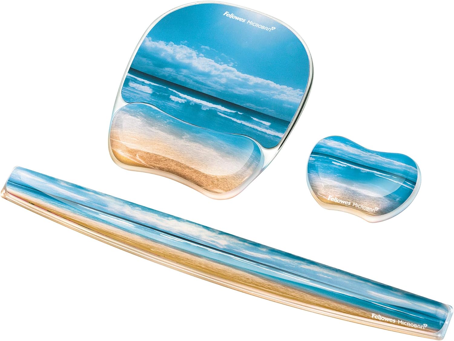 Fellowes Photo Gel Mouse Pad and Wrist Rest with Microban Protection, Sandy Beach (9179301), Blue, 9.25" x 7.88"