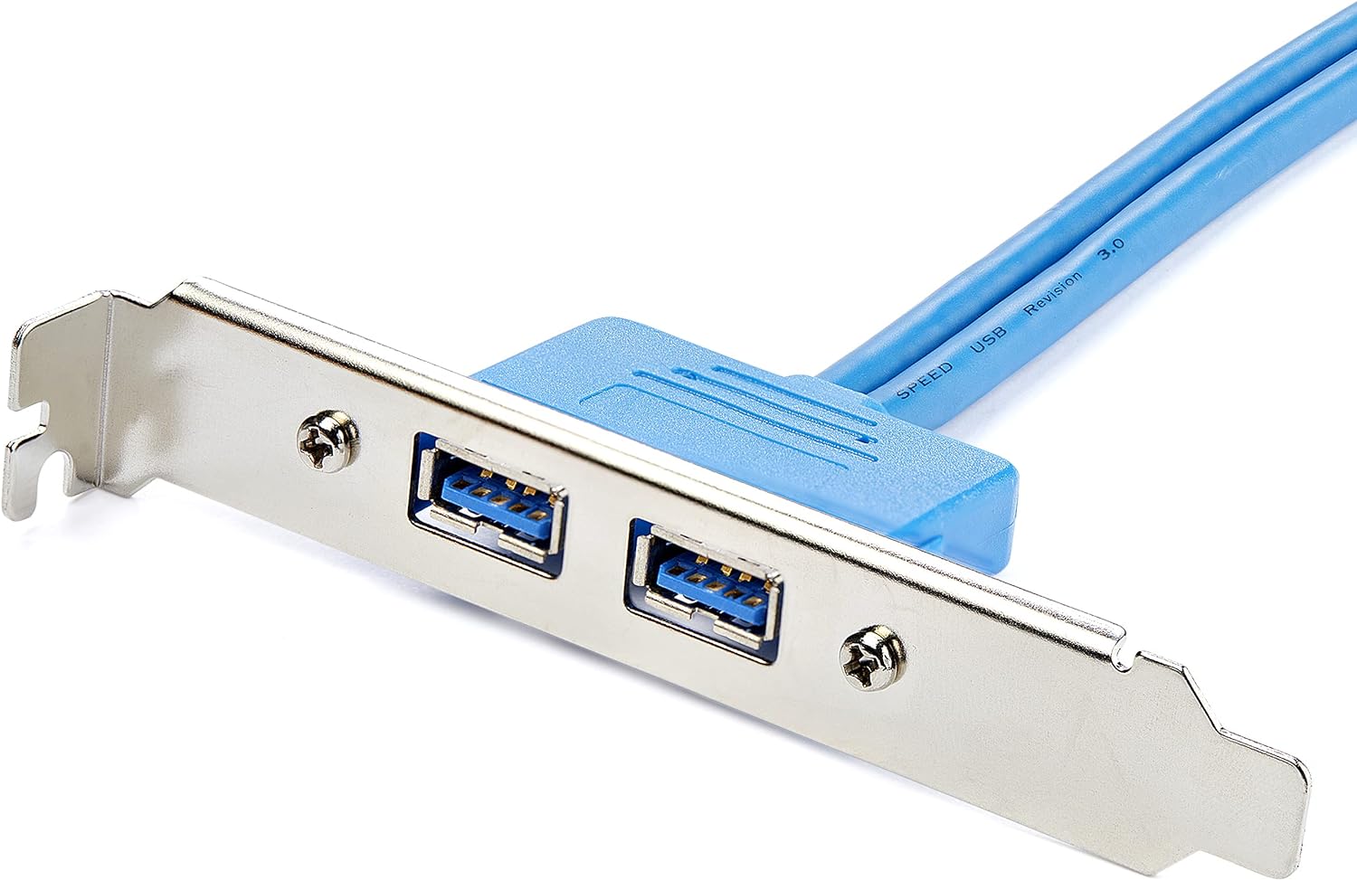 StarTech.com 2 Port USB 3.0 A Female Slot Plate Adapter - USB 3.0 motherboard Adapter - USB 3 plate - USB 3.0 header Adapter (USB3SPLATE), Blue Single