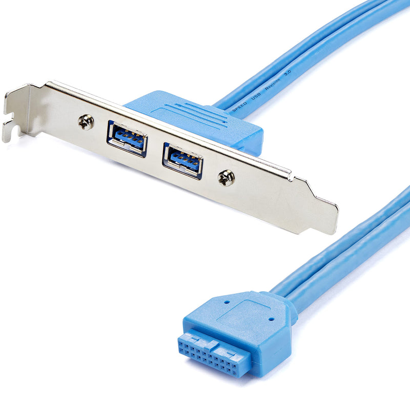 StarTech.com 2 Port USB 3.0 A Female Slot Plate Adapter - USB 3.0 motherboard Adapter - USB 3 plate - USB 3.0 header Adapter (USB3SPLATE), Blue Single