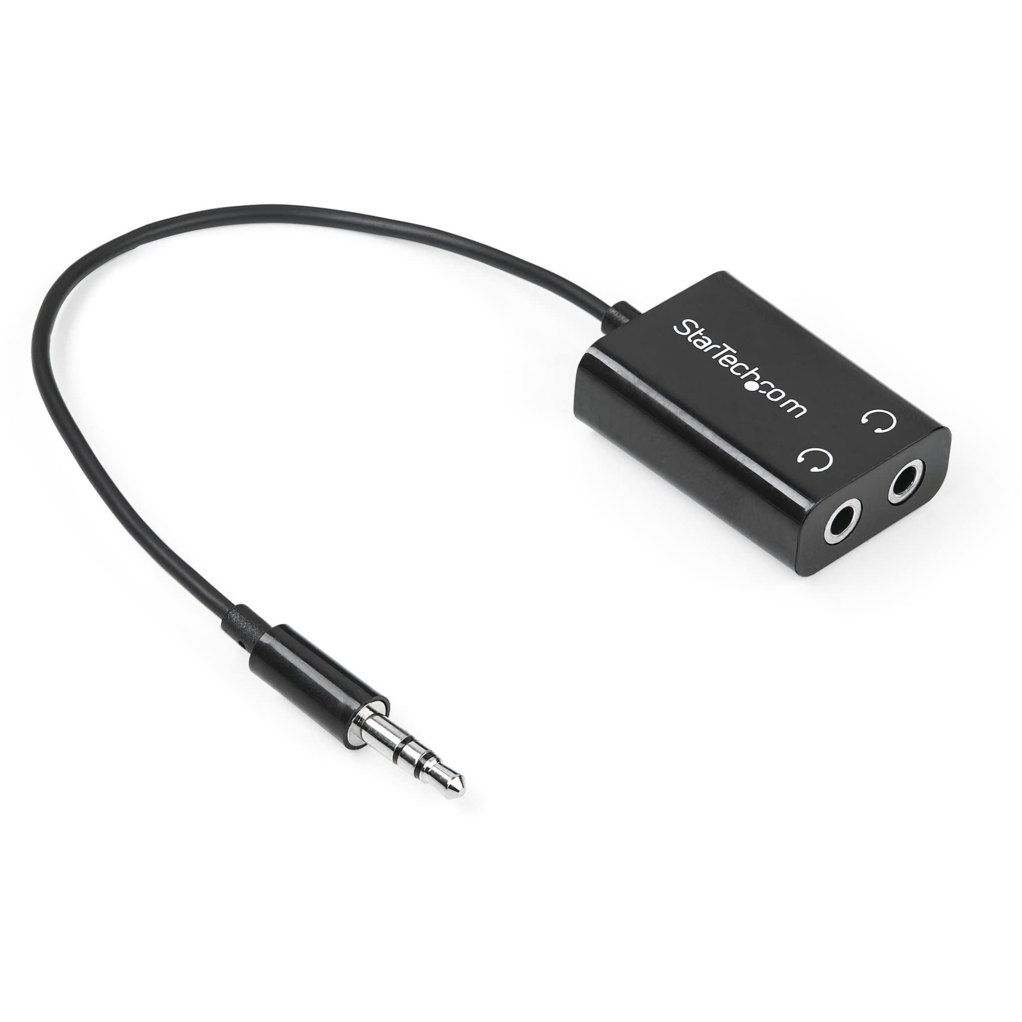 Black Slim Mini Jack Headphone Splitter 3.5Mm Y Cable Adapter