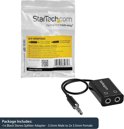Black Slim Mini Jack Headphone Splitter 3.5Mm Y Cable Adapter