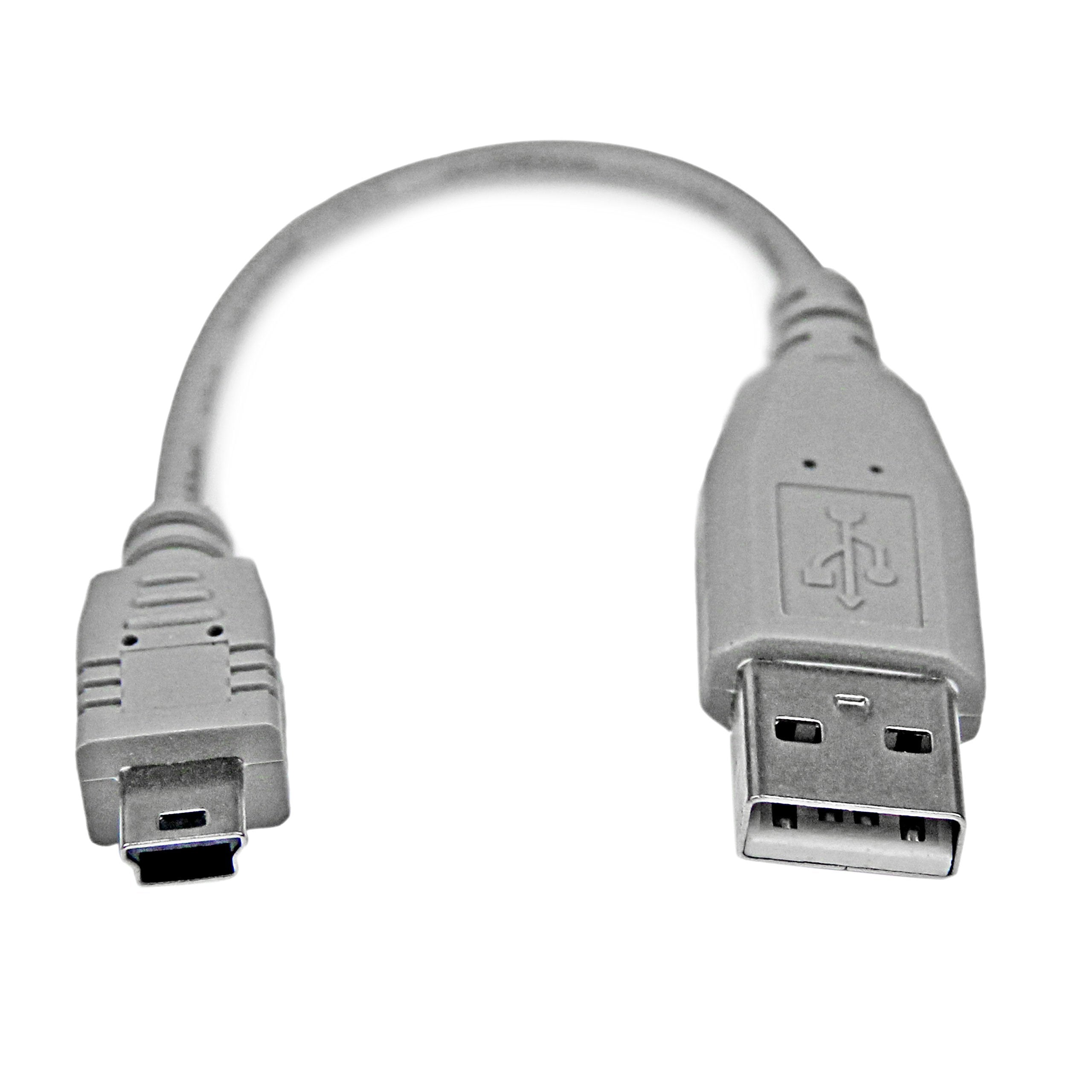 StarTech.com 6 in. USB to Mini USB Cable - USB 2.0 A to Mini B - Gray - Mini USB Cable (USB2HABM6IN), 6 inch/15 cm