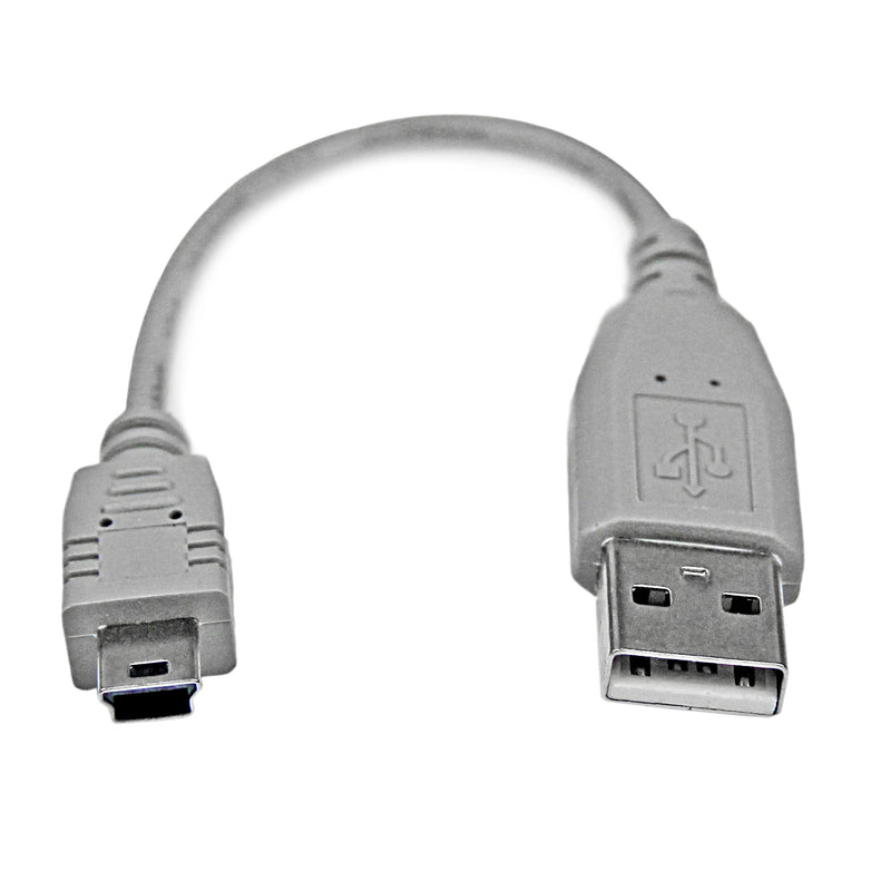 StarTech.com 6 in. USB to Mini USB Cable - USB 2.0 A to Mini B - Gray - Mini USB Cable (USB2HABM6IN), 6 inch/15 cm
