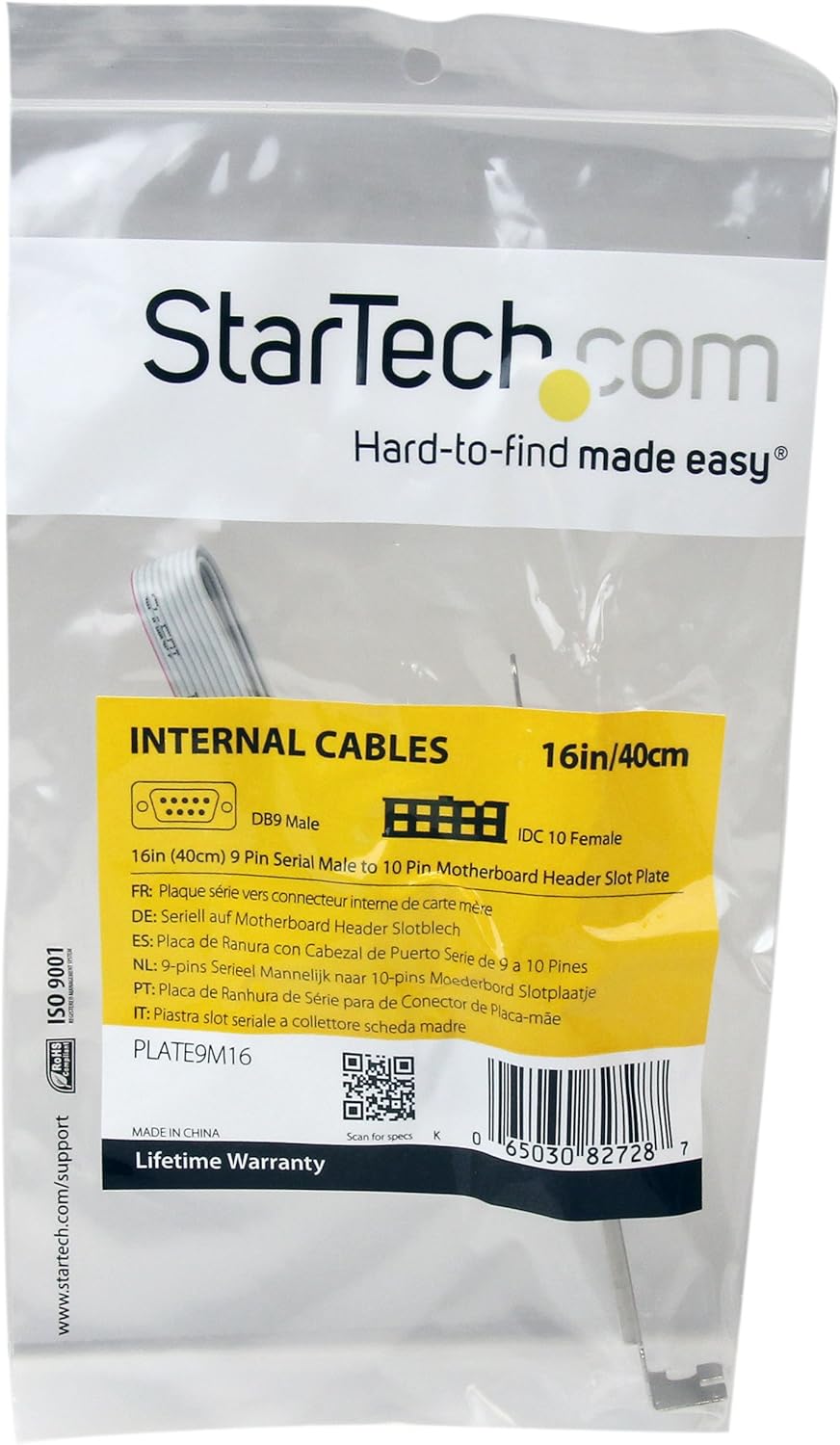 StarTech.com Plaque 40 cm série mâle 9 broches vers connecteur interne de carte mère 10 broches (PLATE9M16