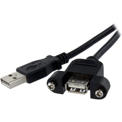 StarTech.com USBPNLAFAM3 3 ft Panel Mount USB Cable A to A F/M, Panel Mount USB Extension USB A-Female to A-Male Adapter Cable 3ft, USB-A (F) Port, Black