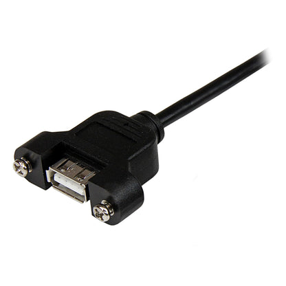 StarTech.com USBPNLAFAM3 3 ft Panel Mount USB Cable A to A F/M, Panel Mount USB Extension USB A-Female to A-Male Adapter Cable 3ft, USB-A (F) Port, Black