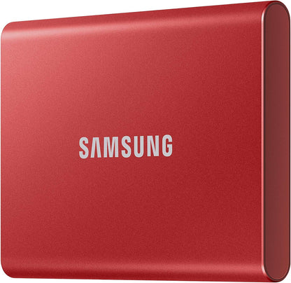 Samsung T7 Portable SSD - 500 GB - USB 3.2 Gen.2 External SSD - Metallic Red (MU-PC500R/WW) 500 GB T7 Red