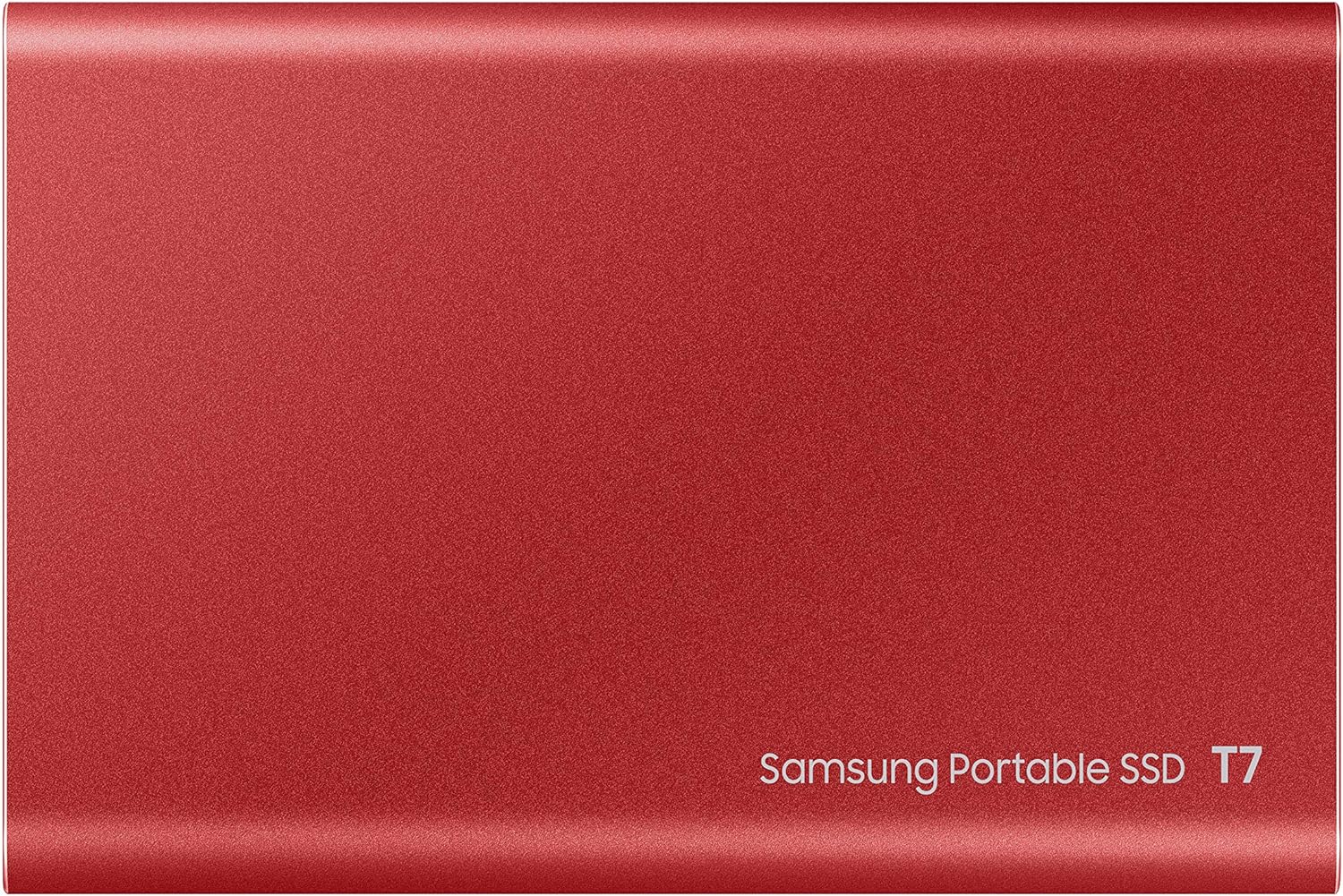 Samsung T7 Portable SSD - 500 GB - USB 3.2 Gen.2 External SSD - Metallic Red (MU-PC500R/WW) 500 GB T7 Red