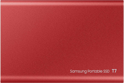 Samsung T7 Portable SSD - 500 GB - USB 3.2 Gen.2 External SSD - Metallic Red (MU-PC500R/WW) 500 GB T7 Red