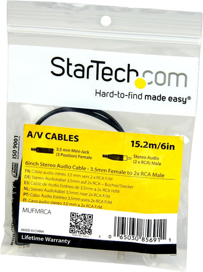 StarTech.com 6in Stereo Cable 3.5mm F to 2x RCA M