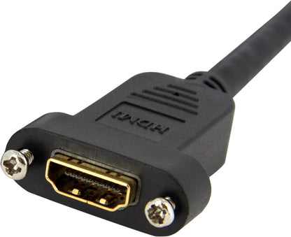 StarTech.com 3ft HDMI Female to Male Adapter, 4K High Speed Panel Mount HDMI Cable, 4K 30Hz UHD HDMI, 10.2 Gbps Bandwdith, 4K HDMI Female to HDMI Male, HDMI Panel Mount Connector Cable (HDMIPNLFM3