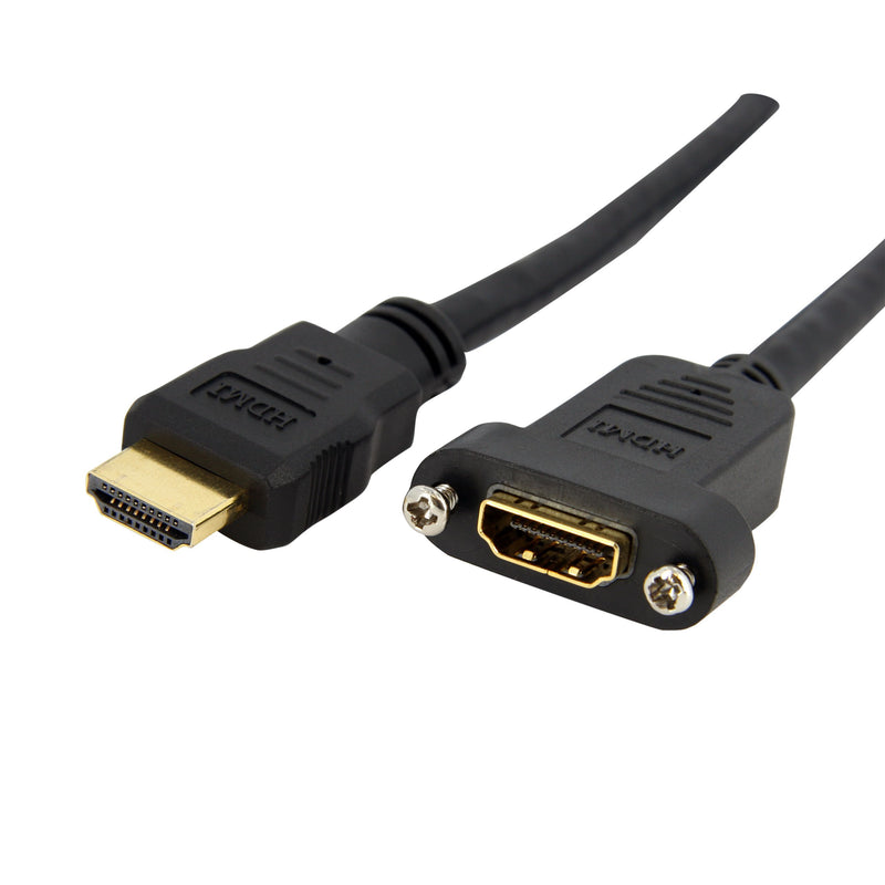 StarTech.com 3ft HDMI Female to Male Adapter, 4K High Speed Panel Mount HDMI Cable, 4K 30Hz UHD HDMI, 10.2 Gbps Bandwdith, 4K HDMI Female to HDMI Male, HDMI Panel Mount Connector Cable (HDMIPNLFM3