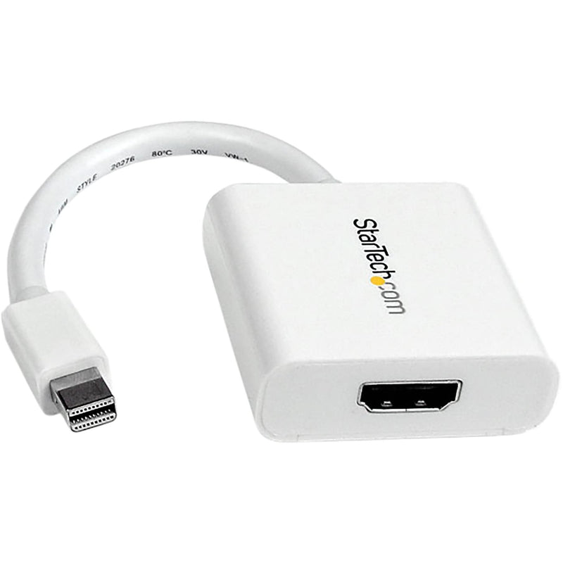 StarTech.com Mini DisplayPort to HDMI Adapter - mDP to HDMI Video Converter - 1080p - Mini DP or Thunderbolt 1/2 Mac/PC to HDMI Monitor/Display/TV - Passive mDP 1.2 to HDMI Dongle - White (MDP2HDW