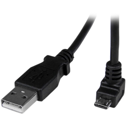 StarTech.com 2m Micro USB Cable Cord - A to Down Angle Micro B - Down Angled Micro USB Cable - 1x USB A (M), 1x USB Micro B (M) - Black (USBAUB2MD