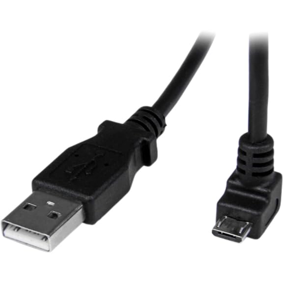 StarTech.com 2m Micro USB Cable Cord - A to Down Angle Micro B - Down Angled Micro USB Cable - 1x USB A (M), 1x USB Micro B (M) - Black (USBAUB2MD