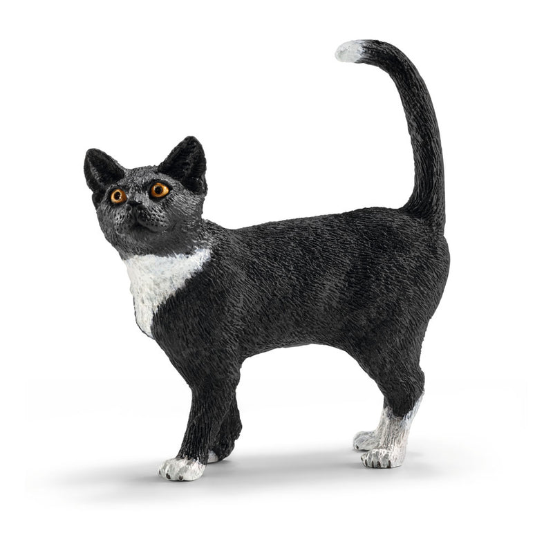SCHLEICH Farm World Cat Standing Toy Figure, Black/White (13770)