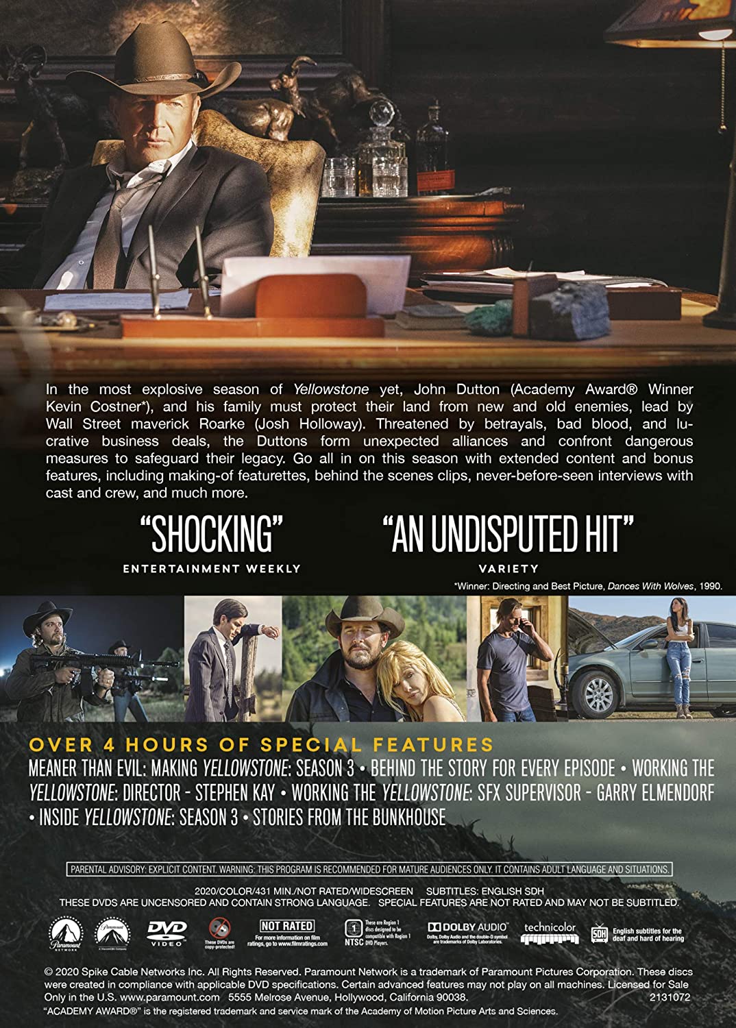 YELLOWSTONE-SEASON 3 (DVD/4 DISC)
