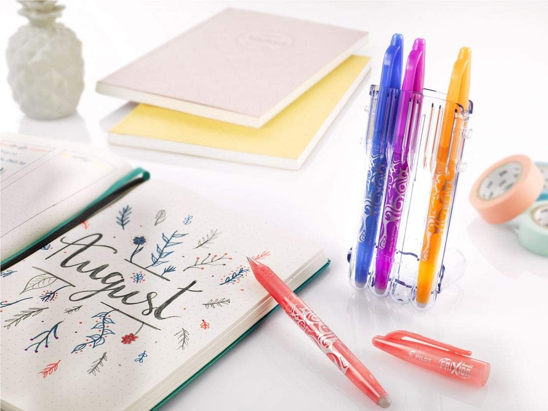 Pilot Frixion Rollerball 0.7mm Set to Go Pack of 4- Sky Blue/Purple/Coral Pink/Apricot Orange