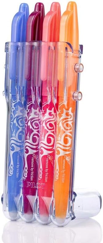 Pilot Frixion Rollerball 0.7mm Set to Go Pack of 4- Sky Blue/Purple/Coral Pink/Apricot Orange