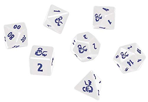 UP D&D RPG Icewind Dale: Heavy Metal Poly White and Blue Dice Set, E-18355