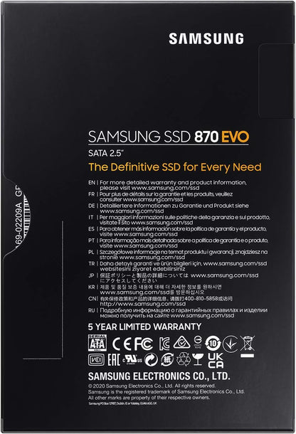 Samsung SSD 870 EVO, 250 GB, Form Factor 2.5 Inch, Intelligent Turbo Write, Magician 6 Software