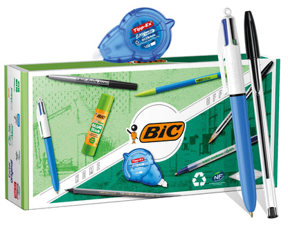 Bic Durable Home and Office Personal Writing Kit - 3 Ballpoint Pens, 1 Pencil and 1 Mechanical Pencil, 1 Permanent Marker, 1 Corrector Tape + 1 Refill, 1 Tube of Glue 1 count (Pack of 1)