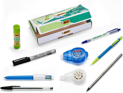 Bic Durable Home and Office Personal Writing Kit - 3 Ballpoint Pens, 1 Pencil and 1 Mechanical Pencil, 1 Permanent Marker, 1 Corrector Tape + 1 Refill, 1 Tube of Glue 1 count (Pack of 1)