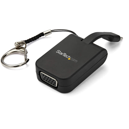 StarTech.com Compact USB C to VGA Adapter - 1080p USB Type-C to VGA Video Display Converter with Keychain Ring - Active USB-C DP Alt Mode to VGA Monitor Dongle - Thunderbolt 3 Compatible (CDP2VGAFC) Portable Mini Black