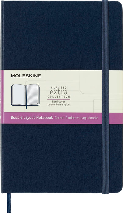 Moleskine, Classic Notebook, Blank and Lined Pages, Hard Cover and Elastic Closure, Large Size 13x21 cm, Sapphire Blue Colour, 192 Pages Sapphire Blue Hard Cover