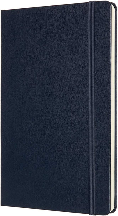 Moleskine, Classic Notebook, Blank and Lined Pages, Hard Cover and Elastic Closure, Large Size 13x21 cm, Sapphire Blue Colour, 192 Pages Sapphire Blue Hard Cover