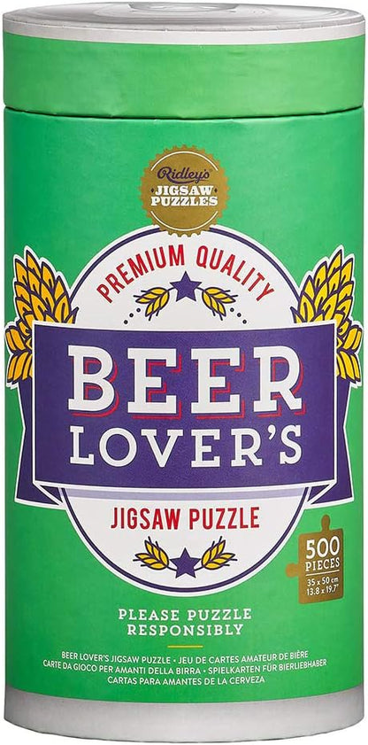 Ridley’s Beer Lover’s 500-Piece Jigsaw Puzzle – Beer Puzzle with Informational Image, Sturdy Storage Tube Included – Activity Puzzle – Makes a Great Gift