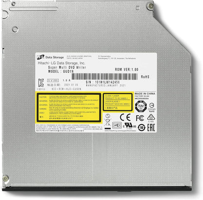 Hitachi-LG GUD1N Internal DVD Drive, Slim 9.5 mm DVD Player/Writer for Laptop/Desktop PC, Windows 10 Compatible, 8x Read/Write Speed - Black