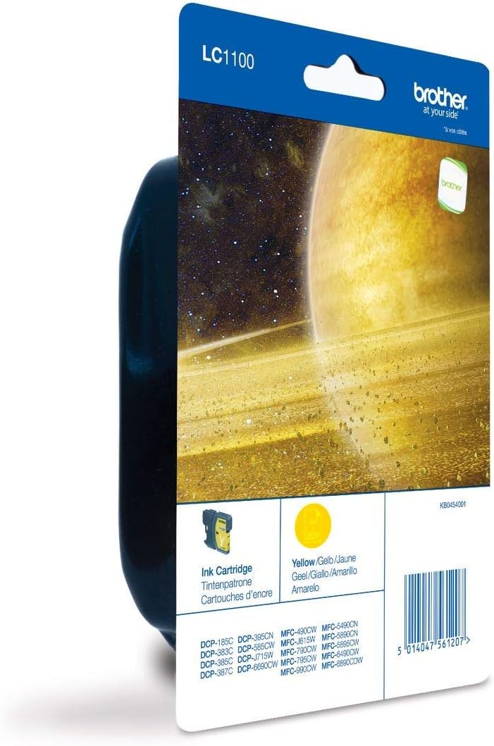Brother LC-1100Y Inkjet Cartridge, Yellow, Single Pack, Standard Yield, Includes 1 x Inkjet Cartridge, Brother Genuine Supplies