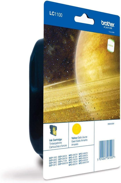 Brother LC-1100Y Inkjet Cartridge, Yellow, Single Pack, Standard Yield, Includes 1 x Inkjet Cartridge, Brother Genuine Supplies
