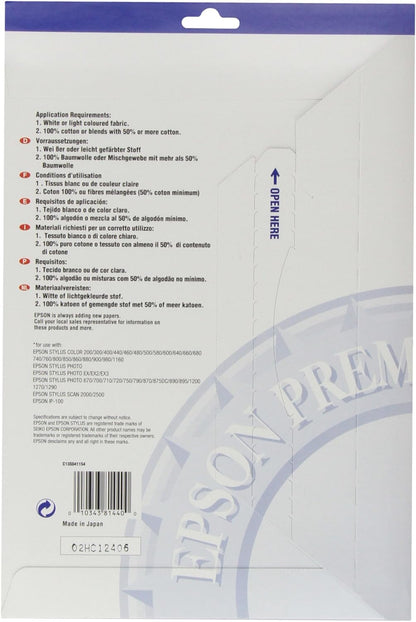 Epson Cool Peel T-Shirt - Iron-on transfers - A4 (210 x 297 mm) - 10 pcs.,White