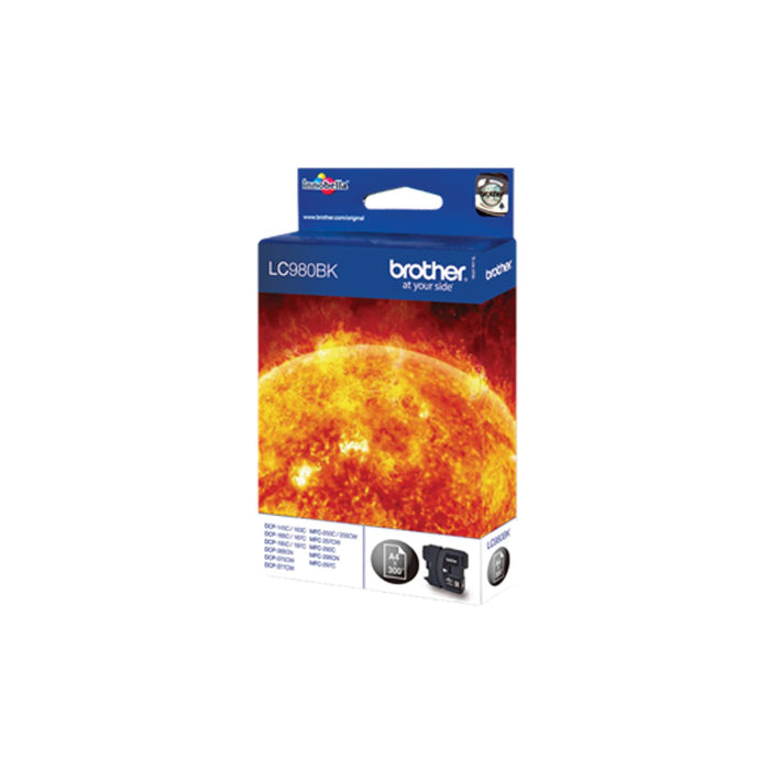 Brother LC-980BK Inkjet Cartridge, Black, Single Pack, Standard Yield, Includes 1 x Inkjet Cartridge, Brother Genuine Supplies