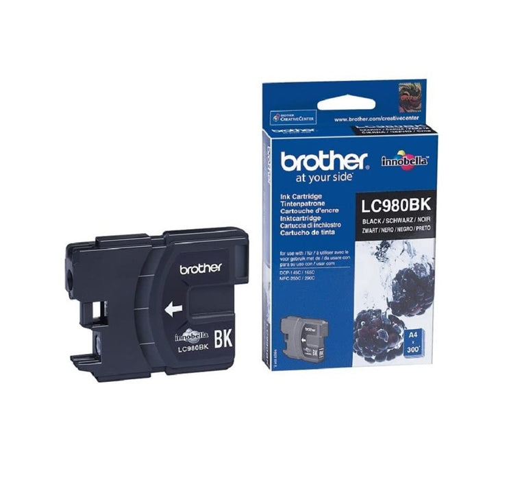 Brother LC-980BK Inkjet Cartridge, Black, Single Pack, Standard Yield, Includes 1 x Inkjet Cartridge, Brother Genuine Supplies