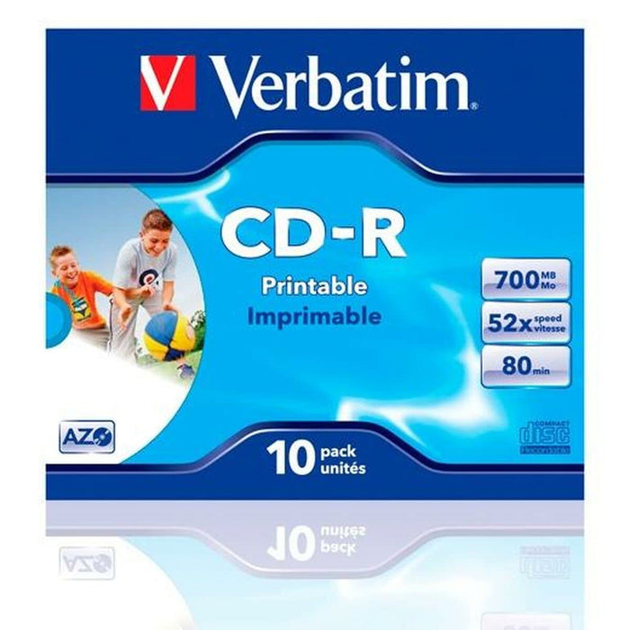Verbatim 43325 AZO 52x Printable CD-R - Jewel Cased 10 Pack