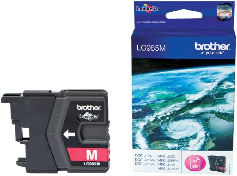 Brother LC-985M Inkjet Cartridge, Magenta, Single Pack, Standard Yield, Includes 1 x Inkjet Cartridge, Brother Genuine Supplies