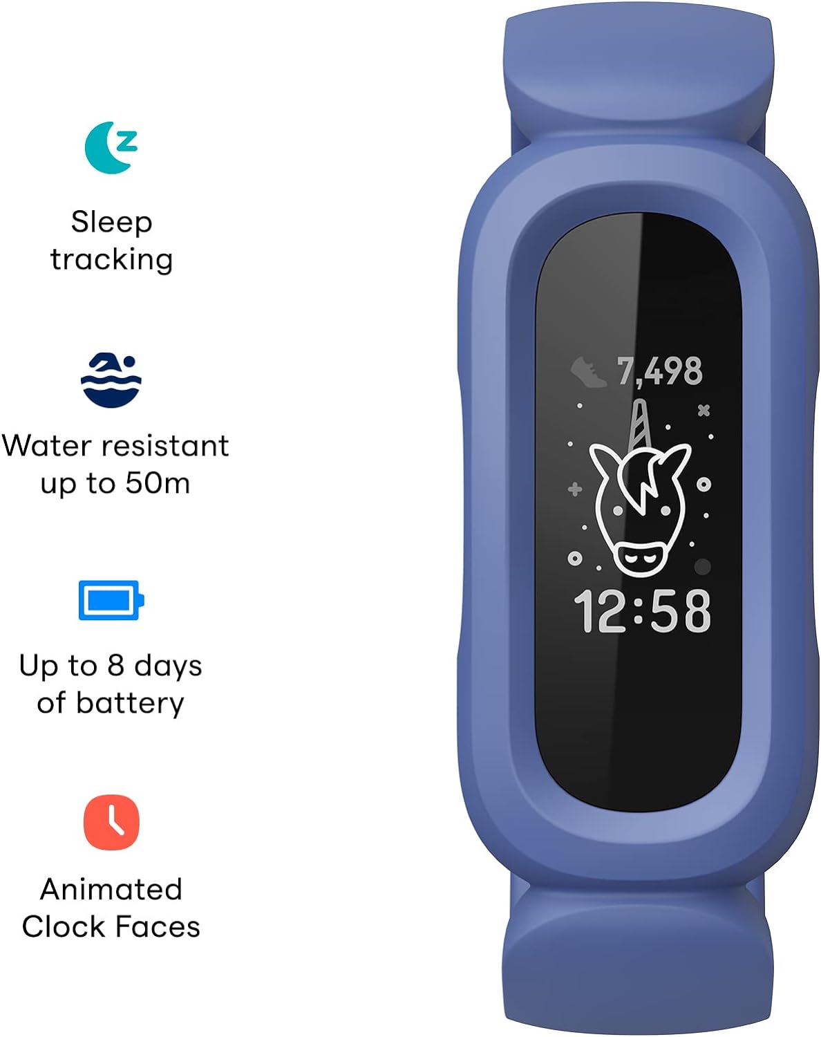Fitbit Ace 3 Activity Tracker for Kids with Animated Clock Faces, Up to 8 days battery life & water resistant up to 50 m Blue / Green Ace 3 Single