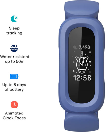 Fitbit Ace 3 Activity Tracker for Kids with Animated Clock Faces, Up to 8 days battery life & water resistant up to 50 m Blue / Green Ace 3 Single