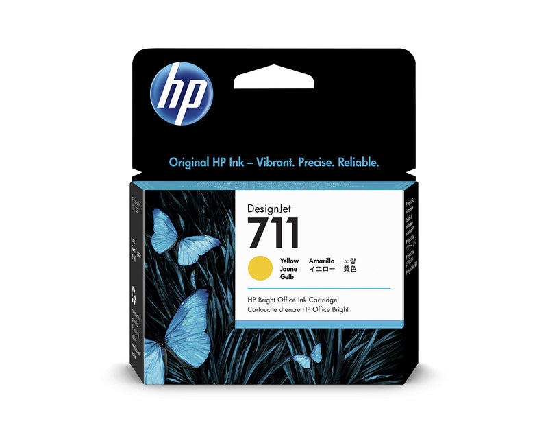 HP 711 CZ132A Yellow 29-ml Genuine HP Ink Cartridge with Original HP Ink, for HP DesignJet T120, T125, T130, T520, T525, T530 Large Format Plotter Printers and HP 711 DesignJet Printhead